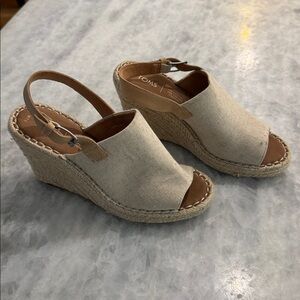 TOMS Cream Wedge Espadrilles